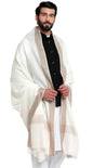 Weavers Villa MenS Woven Border Pure Wool Lohi/Woollen Shawl, 125Cm X 250Cm
