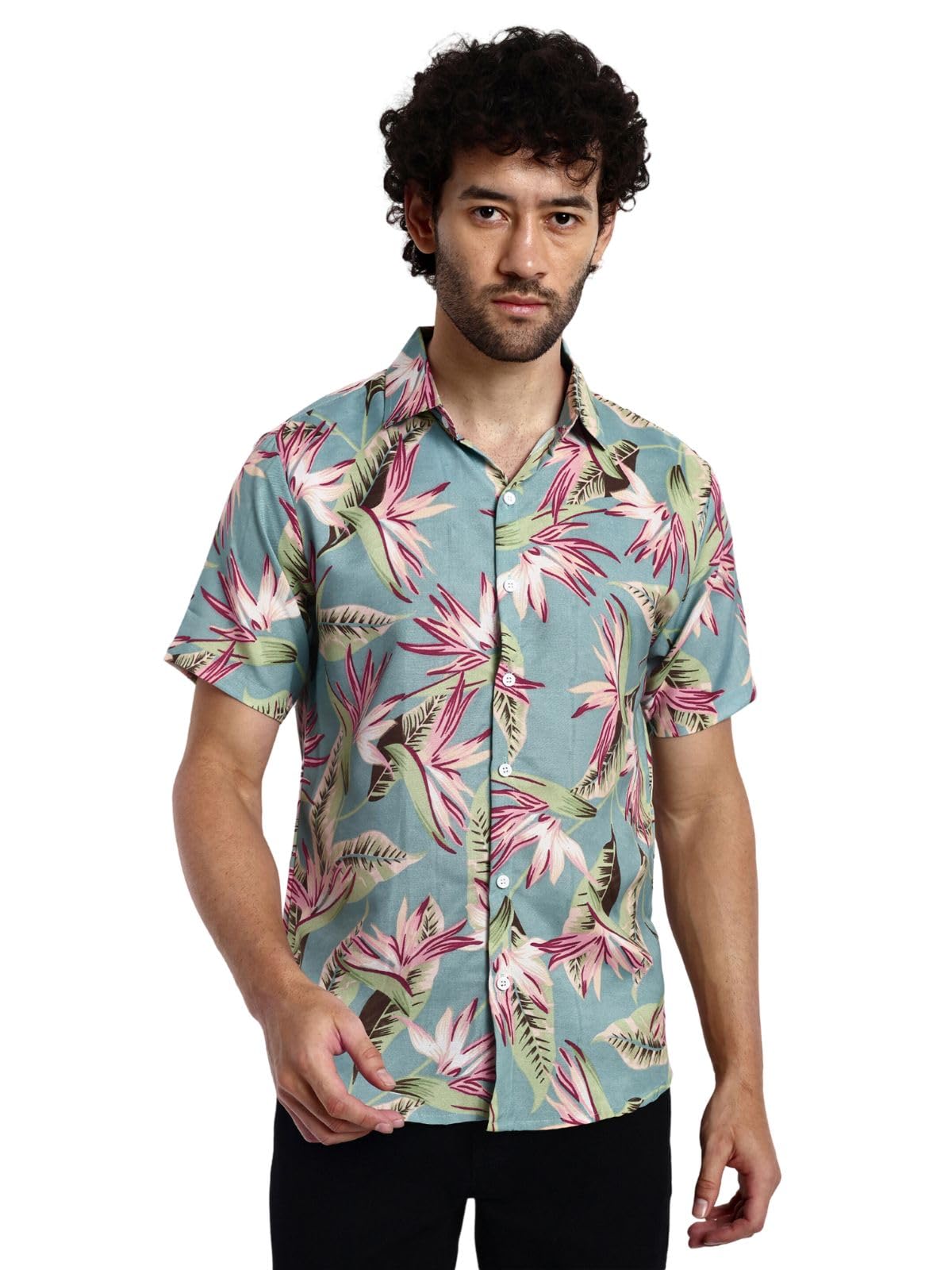 Greciilooks For Casual Stylish Printed Regular Fit | Men Formal Half Sleeve Shirt (Gl-Ms-6046_Light Green