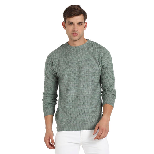 Campus Sutra Mens Cotton Casual Sweater (CBAWF23_CSMAWSR365_Sage Green