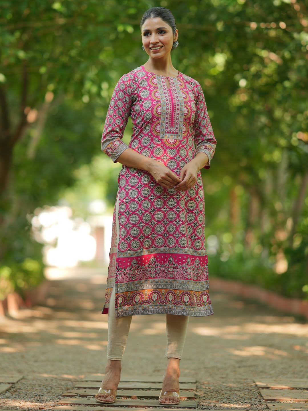 Libas Womens Printed Crepe Straight Kurta For Women