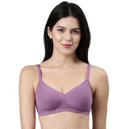 Enamor Womens Cotton Wire Free Casual Full-Coverage Bra (A042_Chinese Violet