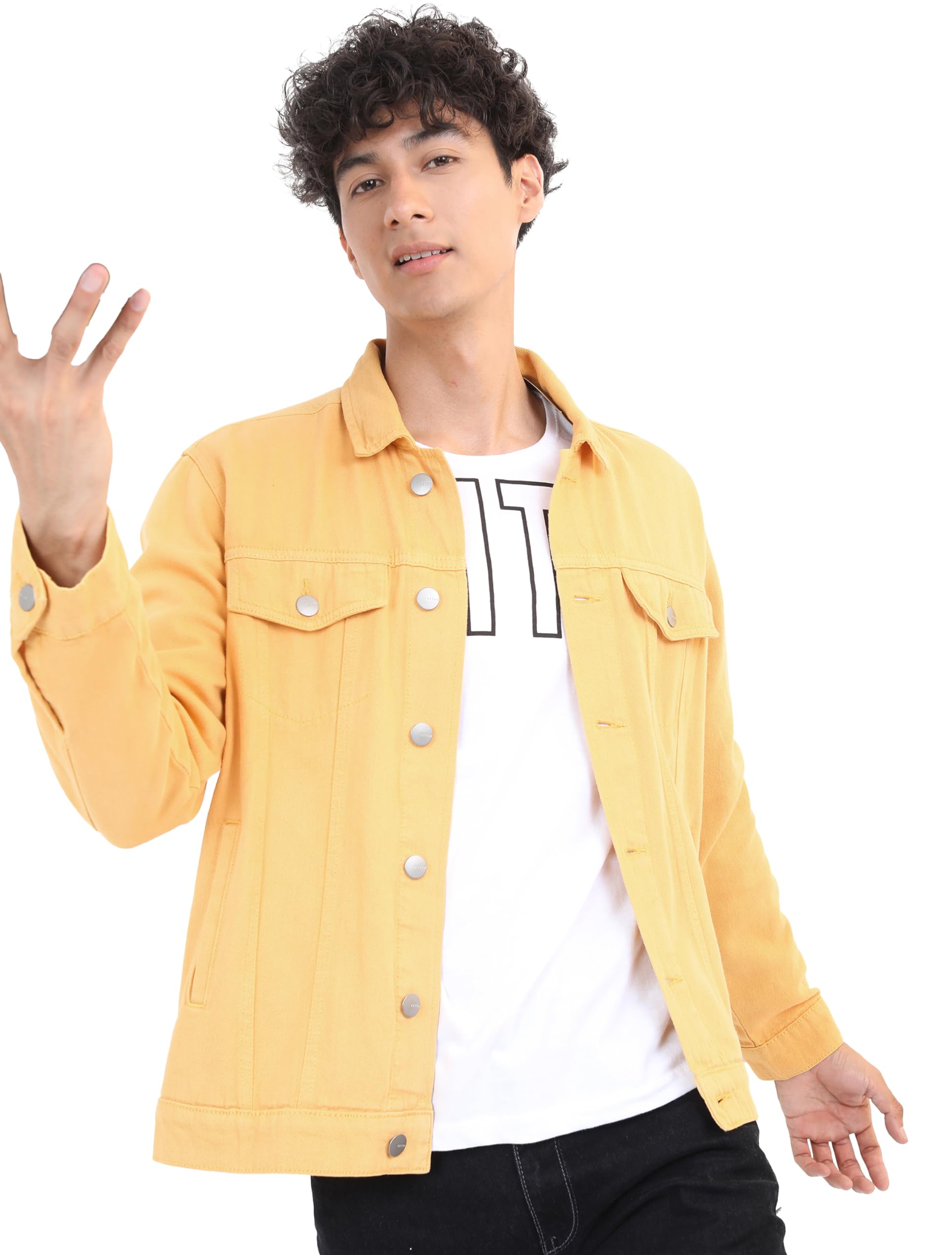 Ketch Mens Full Sleeve Trucker Fit Jacket Khjk000087 Yellow S
