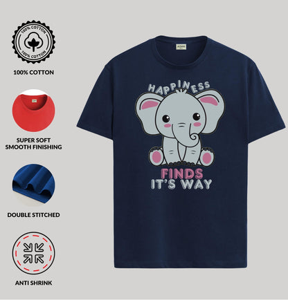 ADRO T Shirts for Boys & Girls | Elephant Printed T-Shirt | Ages 3-14 | 100% Cotton Round Neck Tshirt for Boys |KRN-L2-FINDS-NB-