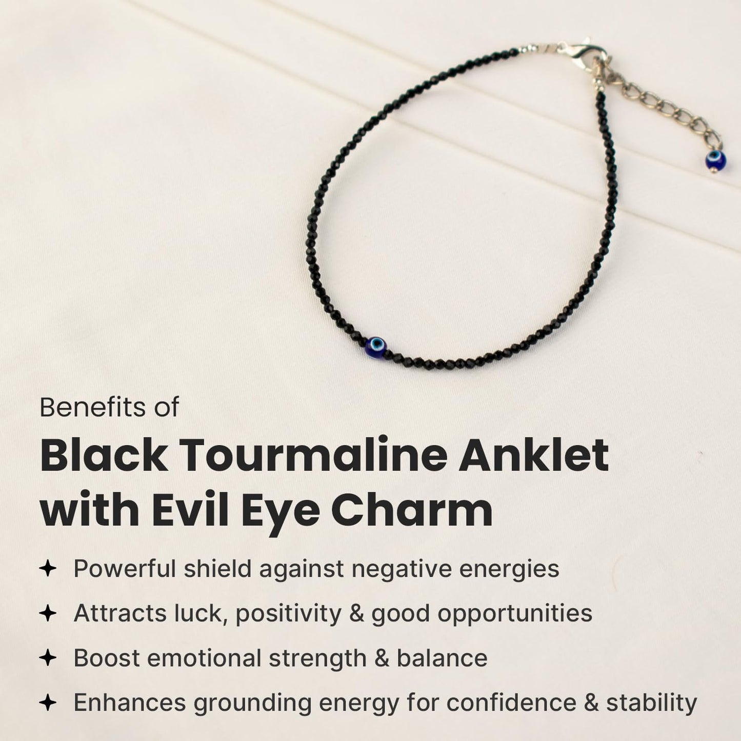Astrotalk Evil Eye Anklet for woman with Black Tourmaline | Stone of Protection, Balance & Positivity | Spiritual Anklet for Women | Best Gift for Woman | Spiritual Jewellery for Women | Valentine Gift for Girlfriend