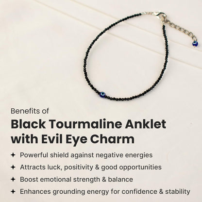 Astrotalk Evil Eye Anklet for woman with Black Tourmaline | Stone of Protection, Balance & Positivity | Spiritual Anklet for Women | Best Gift for Woman | Spiritual Jewellery for Women | Valentine Gift for Girlfriend