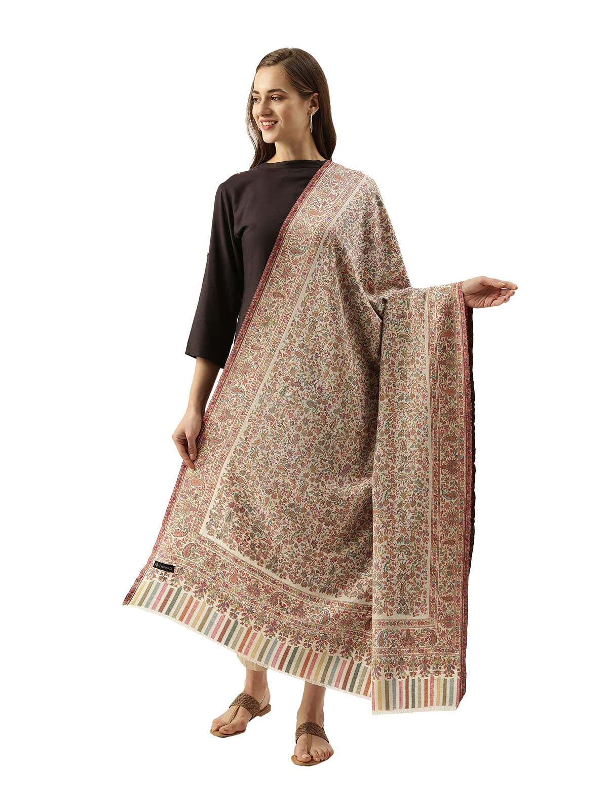 Pashmoda Women Khwaab Kaani Wool Blend Shawl (Size 101X203 CM)