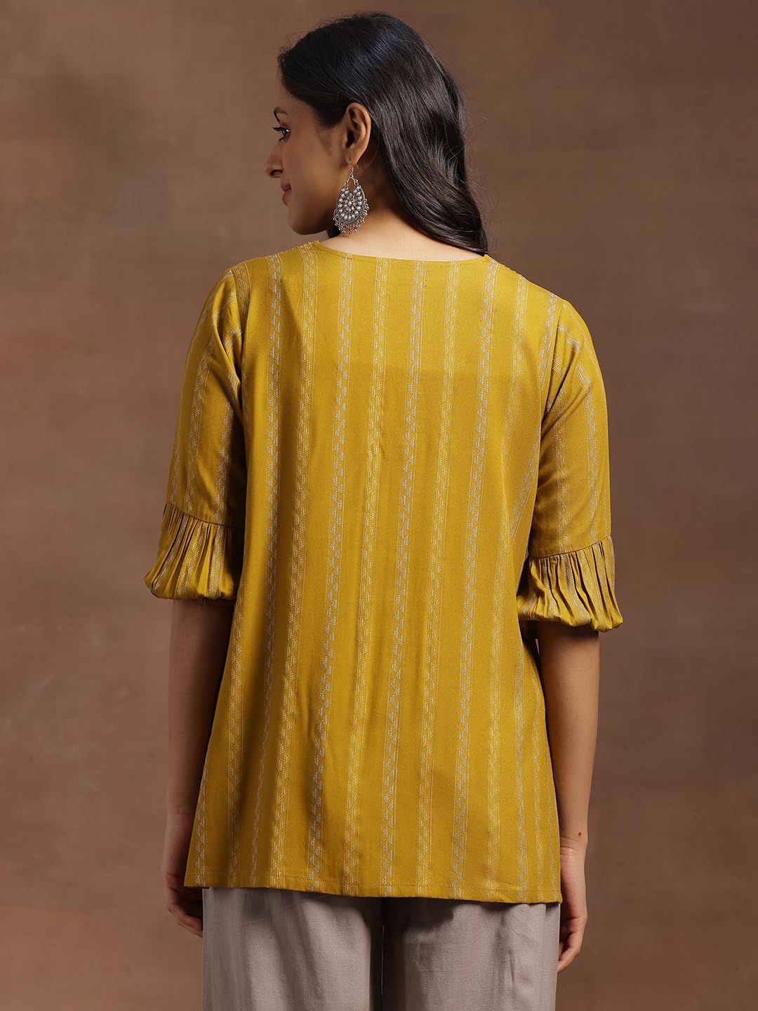 Libas WomenS Rayon Woven Regular Kurtis (29106Or Mustard