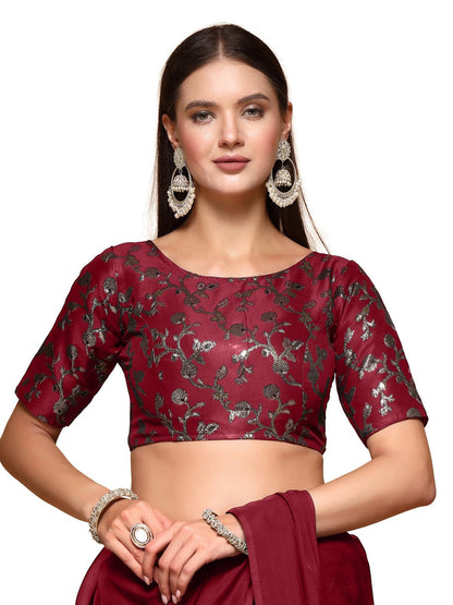 OOMPH! Readymade Blouse for Women, Brocade, Boat Neck, rbbl498
