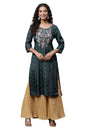 Aurelia Green Embroidered Dori Zari Sequin Straight Long Kurta