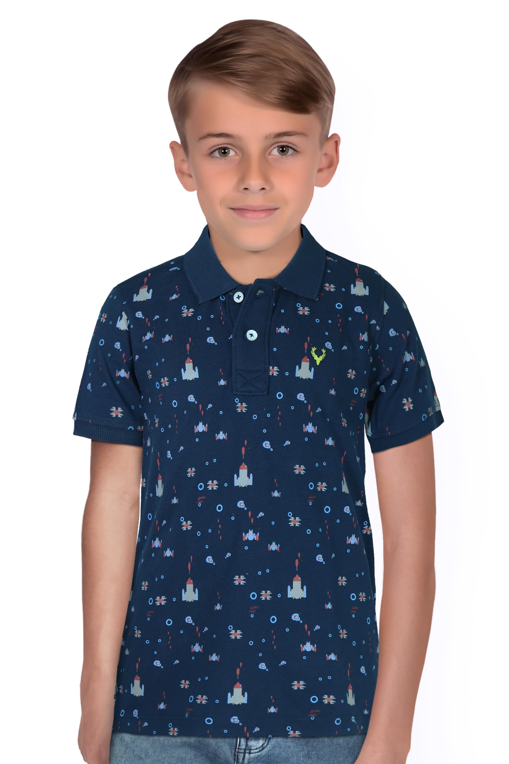 Allen Solly Boys Regular Fit Printed Casual Cotton Polo Shirt