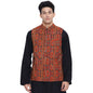 Fabindia Men Cotton Printed Nehru Jacket Red_S