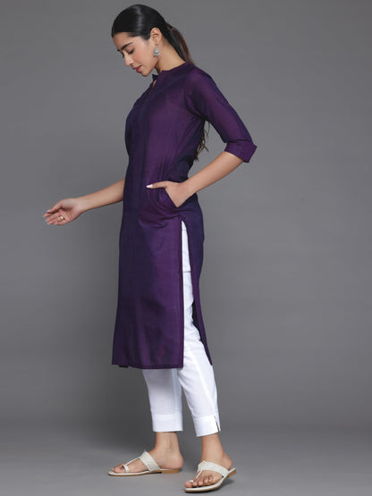 Libas WomenS Silk Woven Design Straight Kurta (268790R Purple