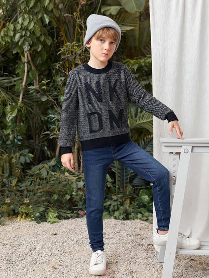 Kotty Boys Regular Fit Cotton Lycra Blend Solid Jeans Dark Blue