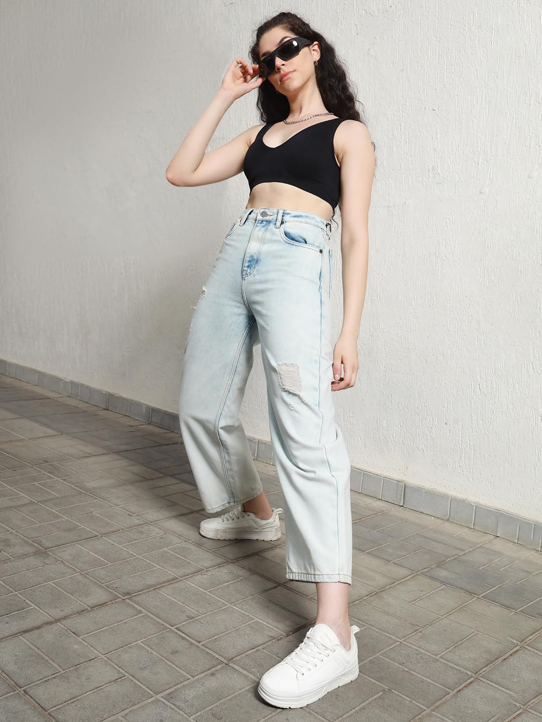 Hubberholme Women Blue Summer Cotton Relaxed Fit Jeans