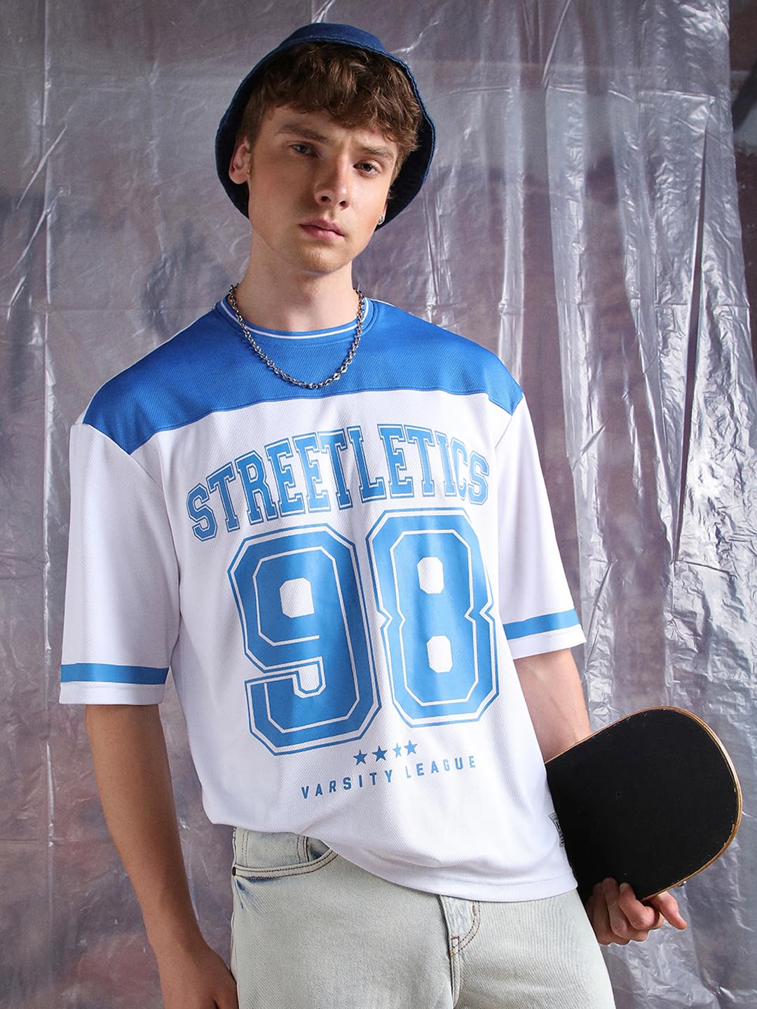 Hubberholme Men Printed Oversized Round Neck Half Sleeve Tshirts 127 White