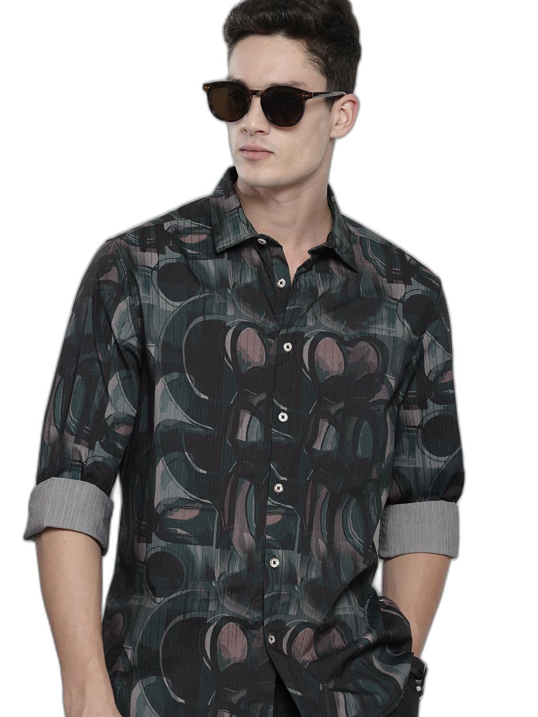 The Indian Garage Co Mens Abstract Slim Fit Shirt