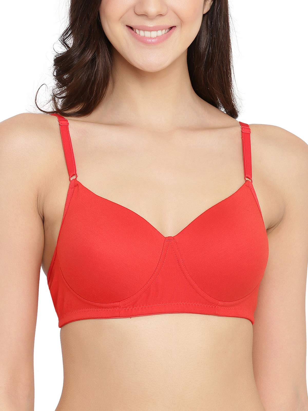 Clovia Womens Cotton Full Cup Bra (BR1279P0438B_Red_38B)