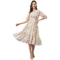 Toochki WomenS White Georgette Polka Dot Tiered Western Dress | Dress For Women | A Line Dress | Winter Dress | Western Dress |