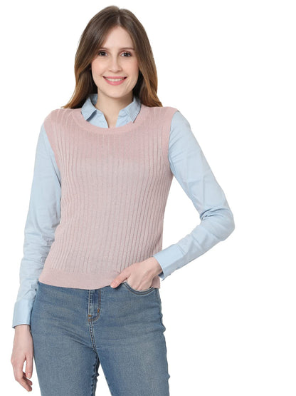 Vero Moda WomenS Casual Viscose Sweater (295605501-Misty Rose_Misty X-Large)