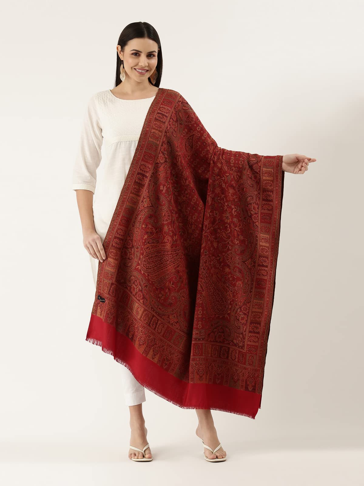 Pashmoda Women Dil-kash Kashmiri Royal Paisley Design Jamawar Shawl (Size: 101 X 203 Cms)