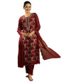 Libas WomenS Organza Woven Design Kurta Set (49318 Maroon