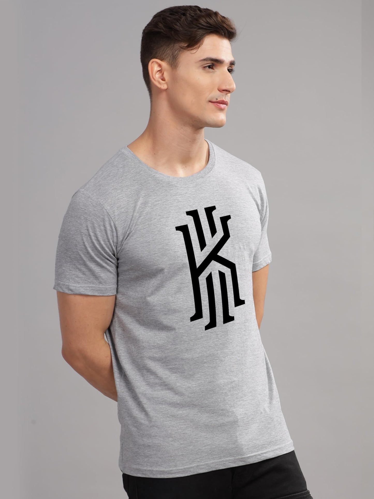 ADRO Mens Printed T Shirt - Premium Cotton Graphic Printed Tshirt - Grey T-Shirt - RN24-KOBE-GR
