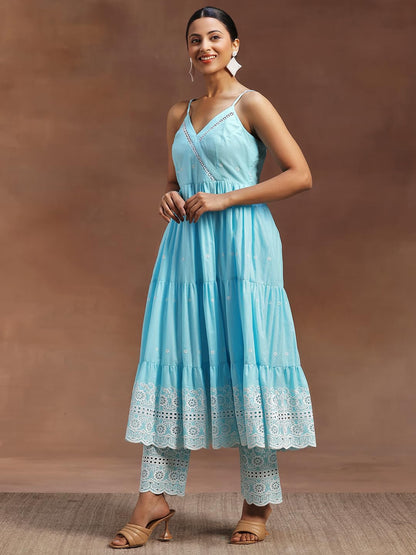 Libas WomenS Cotton Kurta Sets (35929_Blue