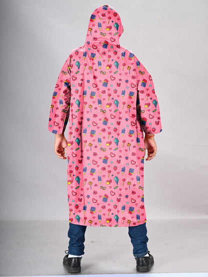 Lux Venus Boys Printed Raincoat With School Bag Cover