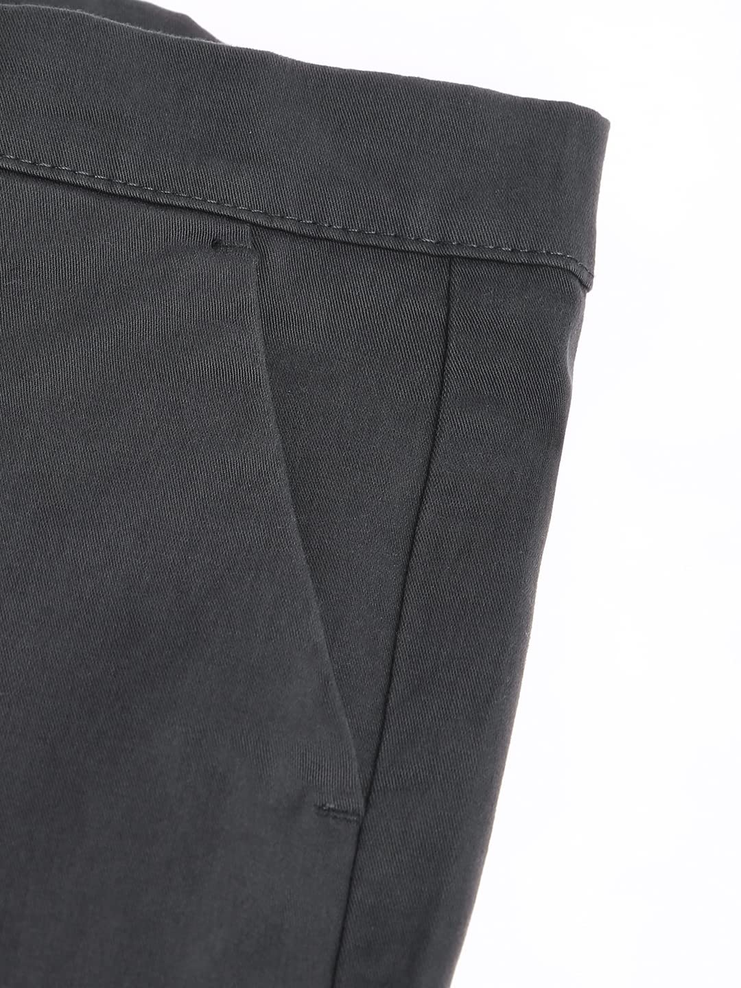 Dennis Lingo Solid Cotton Mens Casual Trouser, Tapered Fit, Mid Rise, Stretchable Ankle Length Chino Trousers Charcoal Grey
