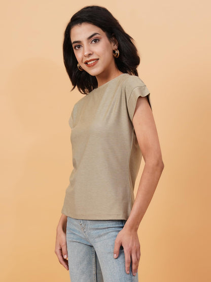 Kotty WomenS Solid Round Neck Cotton Blend T-Shirt