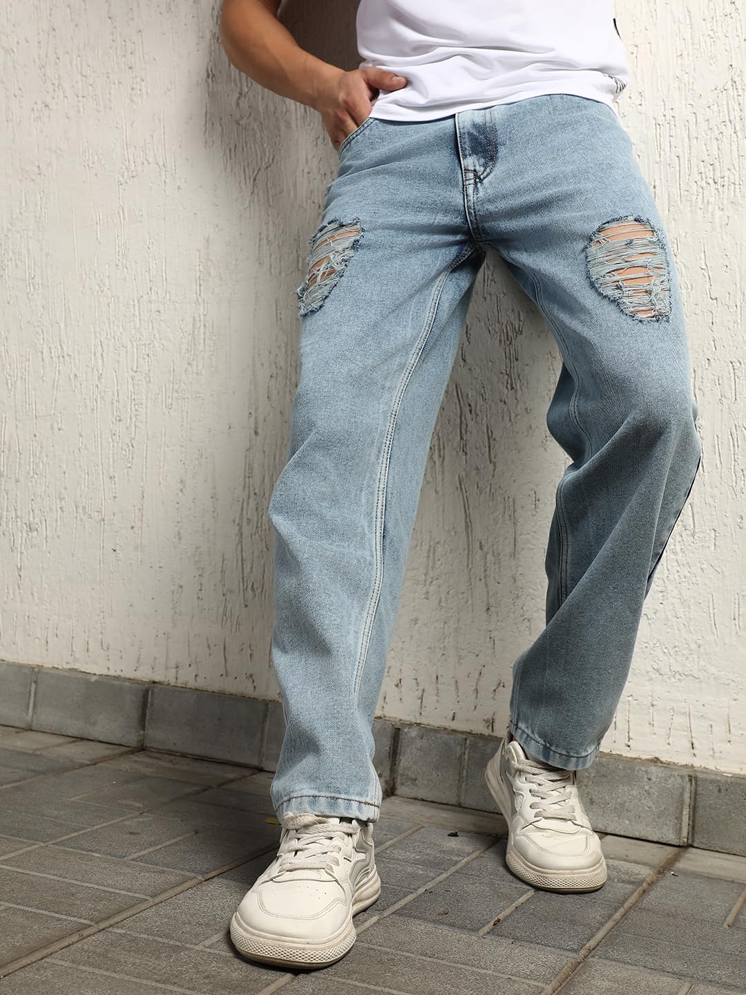 Hubberholme Men Summer Cotton Tapered Fit Mid-Rise Jeans 19 Blue