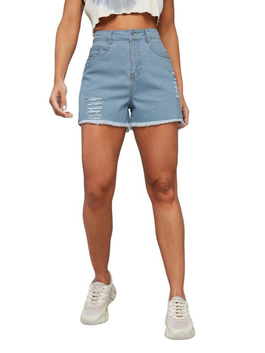 Dolce Crudo Enhance Optimism Denim Ripped Shorts Blue