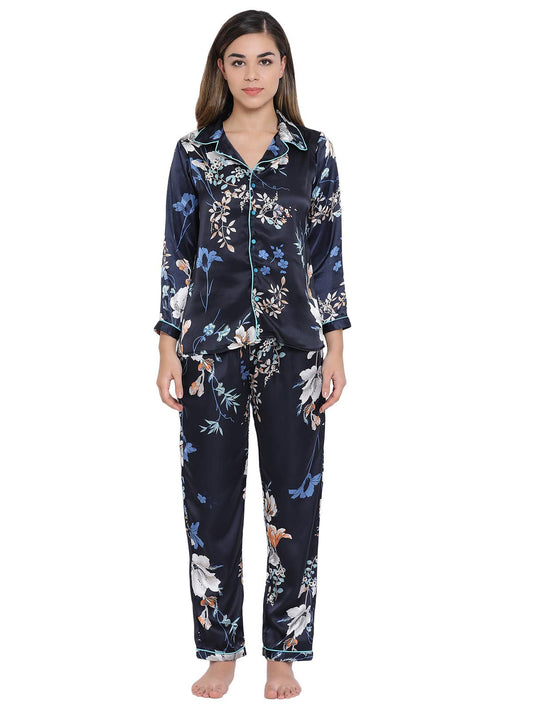 Clovia Womens Pyjama Top (Pack of 2) (Ns0597A08M_Blue_M) |Material: Satin