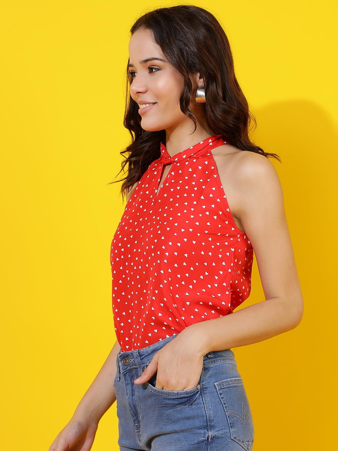 Kotty WomenS Printed Stylish Sleeveless Top(Multicolor,L)