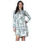 Greciilooks Western Dress For Women - Paper Printed Rayon Dress & Long Button Down Sleeve With Belt For Girls Suitable For Worko