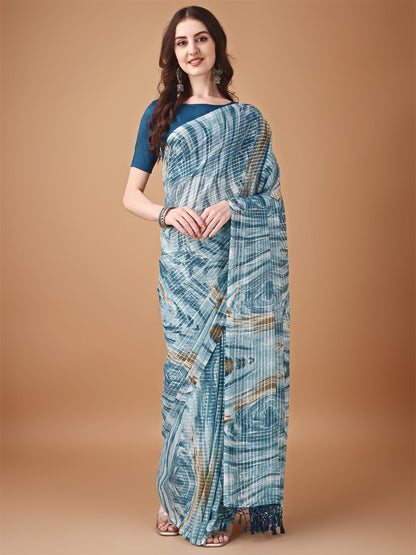 Pratham Blue WomenS Silk Saree With Blouse Piece |Saree For Women | Women Saree With Blouse Piece | Silk Saree For Women | Prin