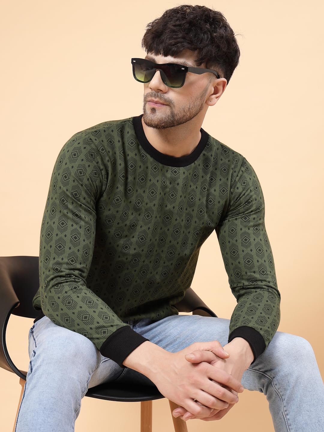 Rigo Cotton Fleece Casual Wear Printed Round Neck Sweatshirt for Men | Full Sleeves Regular Fit Sweatshirt for Men | Pullover Ho