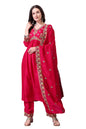 Pratham Blue WomenS Silk Embroidered Anarkali Kurta Palazzos With Dupatta |Kurta Sets For Women |Women Kurta |Women Embroidered