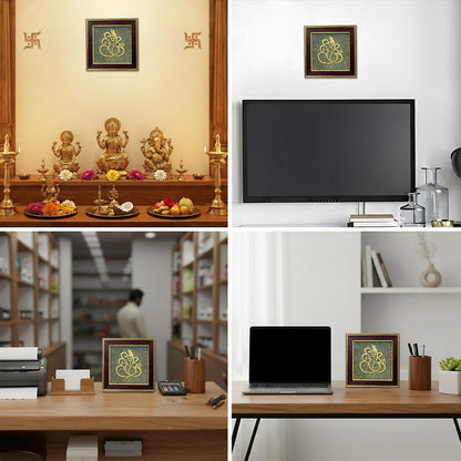 Astrotalk Ganesh Ji on Raw Pyrite Frame | Ganesh Idol for Home Decor with Pyrite Stone Frame | Ganesh Vastu Items for Home & Office | Gift for Man & Woman | 19x19x1 cm | 1 Piece
