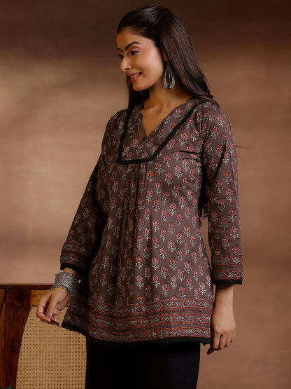 Libas WomenS Cotton Floral A-Line Kurti (290630R Grey