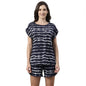 Enamor Essentials Womens Relaxed Fit Modal Fabric Short Sleeve Printed Shirt and Mid-Rise Mid-Thigh Length Slounge Shorts Set -