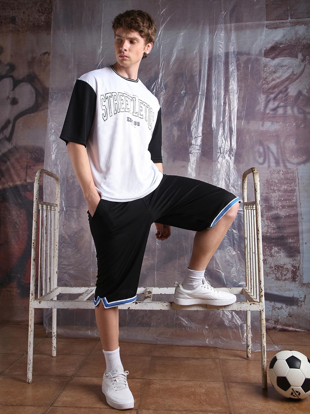 Hubberholme Men Printed Oversized Round Neck Half Sleeve Tshirts 130 White