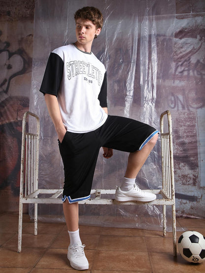Hubberholme Men Printed Oversized Round Neck Half Sleeve Tshirts 130 White