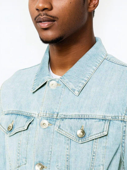 Kotty MenS Classic Long Sleeves Denim Jacket(Blue,Xl)