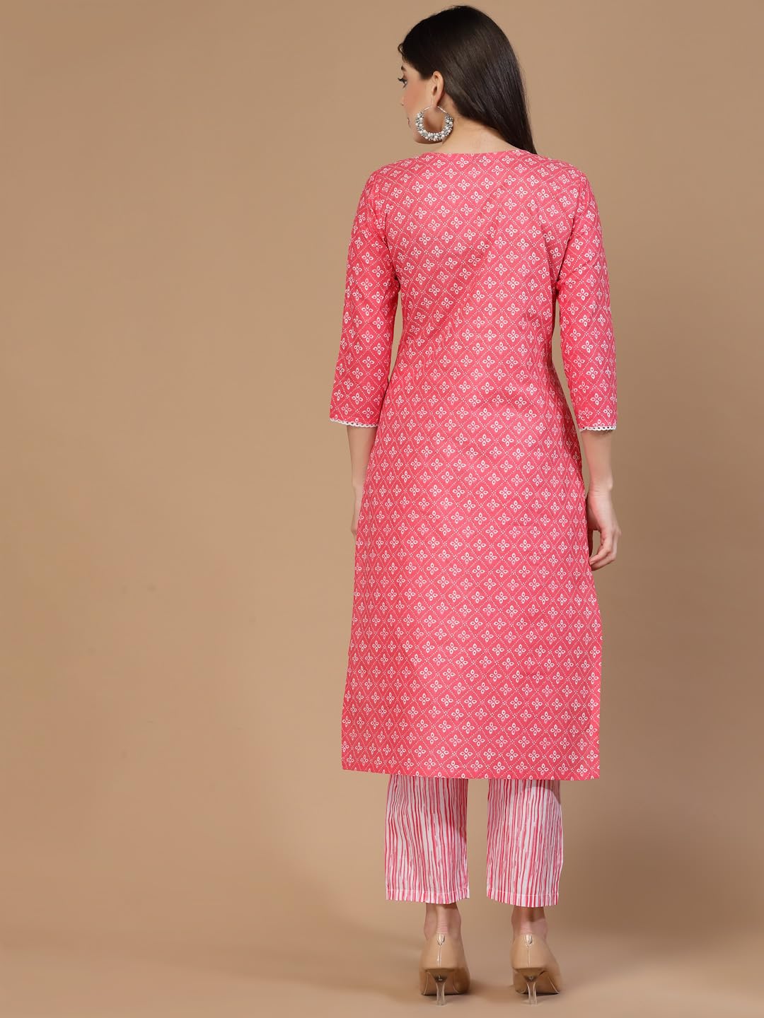 Lookmark WomenS Trendy Printed Cotton Blend Straight Kurta Pant Set||Az-Lm-P1-Ks2100-M Dark Pink