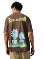 Bewakoof X Official Rick and Morty Merchandise Mens Stoned Rick & Morty Graphic Printed 100% Cotton T-Shirt - Oversized Fit, Ro