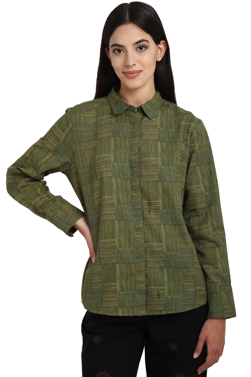 Allen Solly Women Regular Fit Casual Cotton Linen Full Sleeve T-Shirt