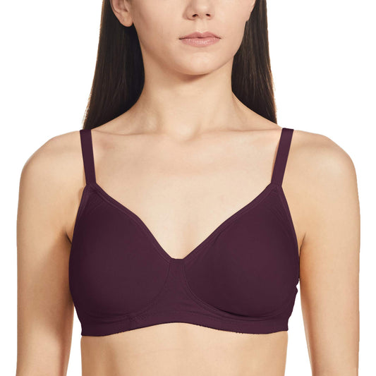 Enamor A042 Side Support Shaper Supima Cotton Everyday Bra - Non-Padded, Wirefree & High Coverage Purple