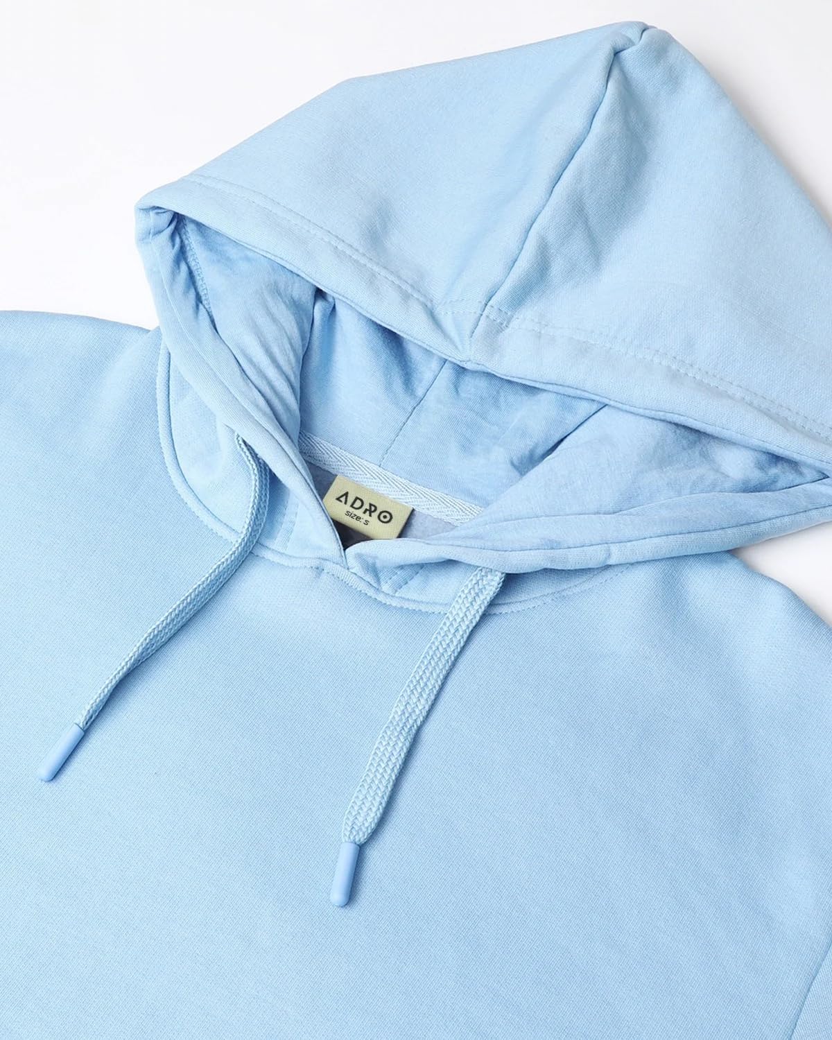 ADRO Men's Cotton Neck Hooded Sweatshirt (H24-PLN-SK_Sky Blue