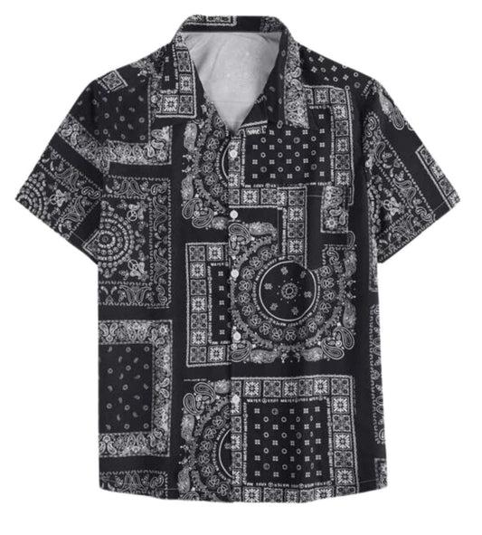 Leriya Fashion MenS Printed Regular Fit Shirt Black